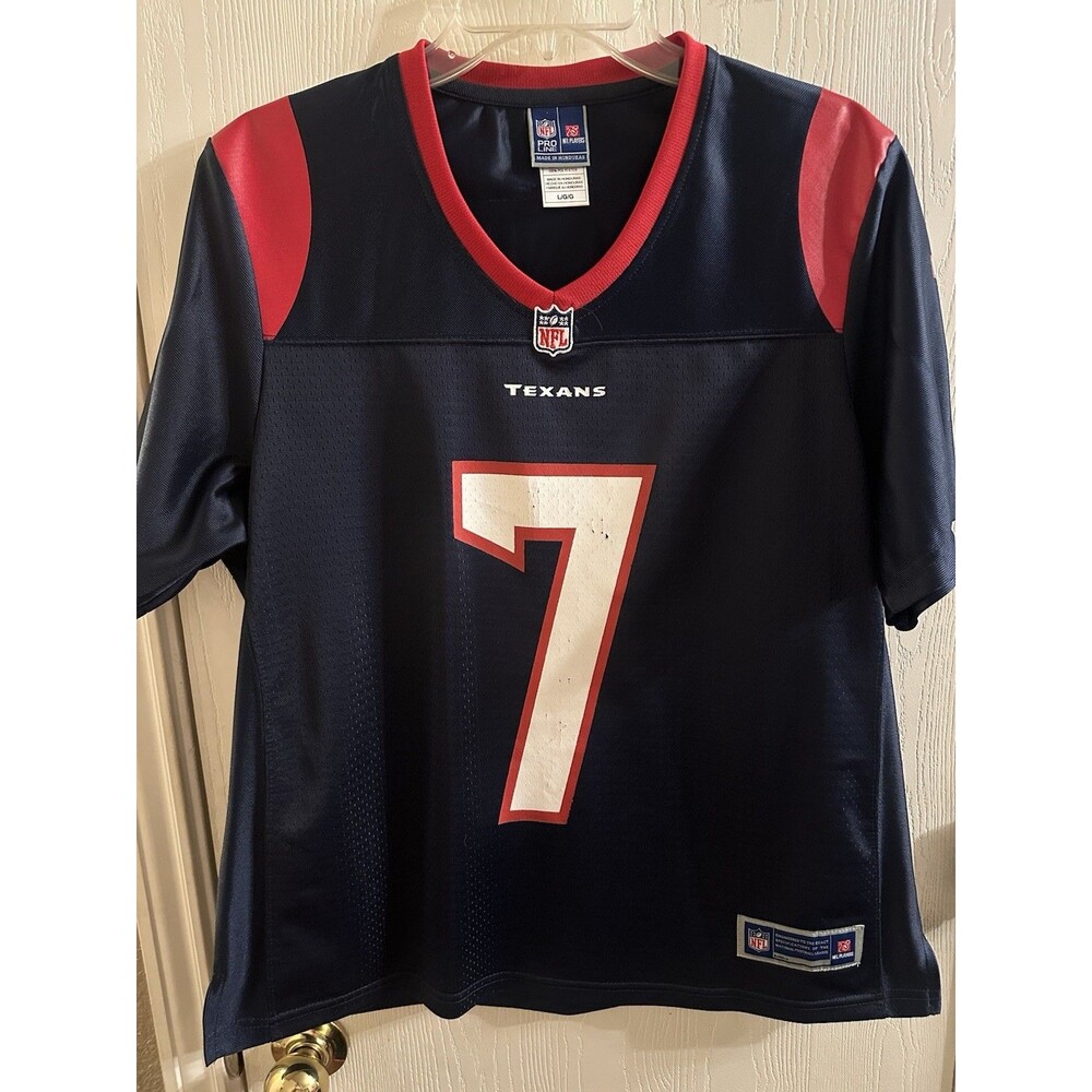 Houston Texans Jersey Womens Large Blue NFL Football Nike Case Keenum #7
